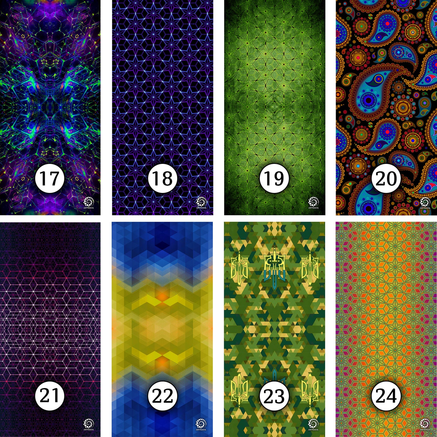 Sacral geometry 04 Neck Gaiters Blacklight UV Active - Artrama