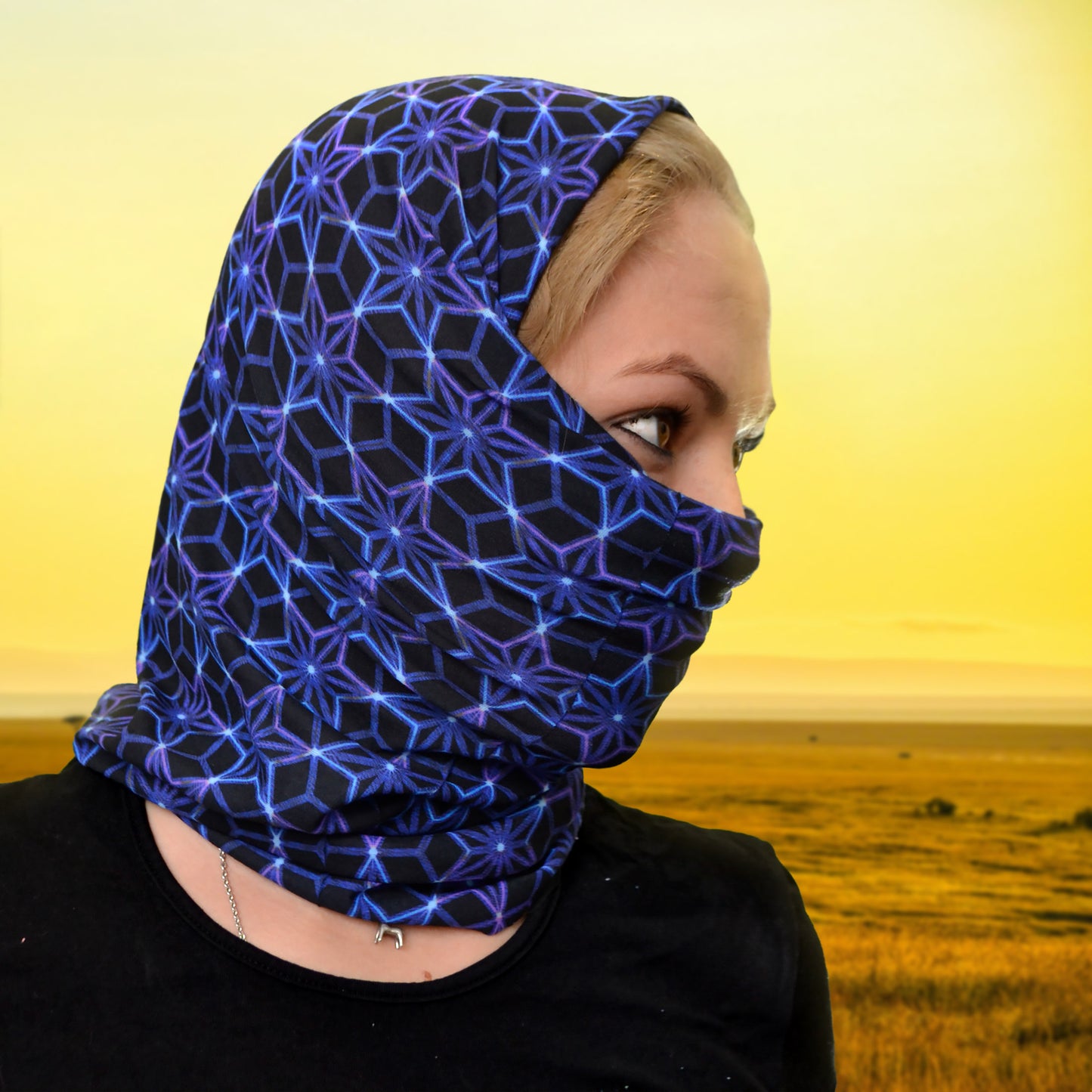 Sacral geometry 02 Neck Gaiters Blacklight UV Active - Artrama