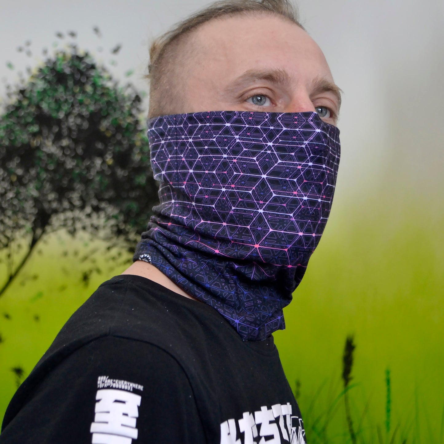 Sacral geometry 01 Neck Gaiters Blacklight UV Active - Artrama