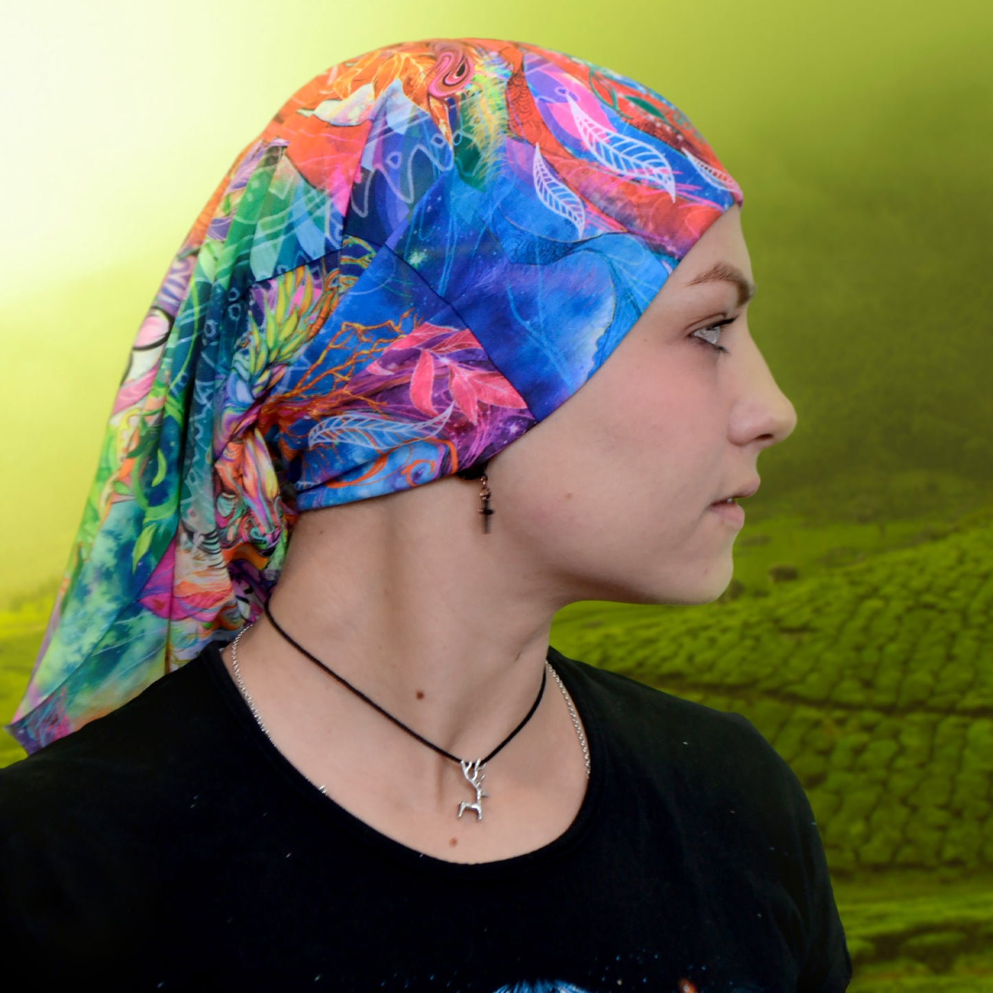 Pink Flowers Neck Gaiters Blacklight UV Active - Artrama