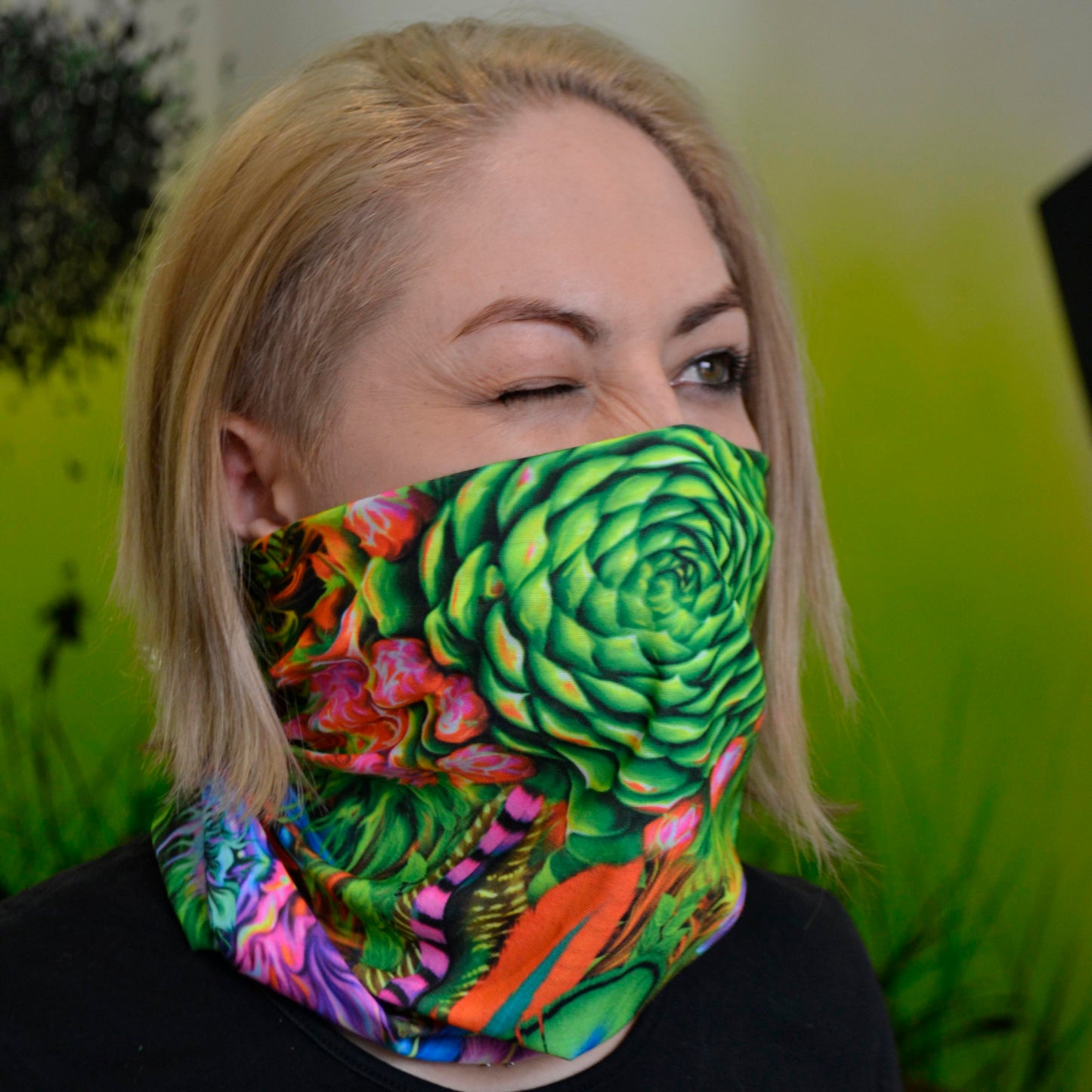 Succulent Neck Gaiters Blacklight UV Active - Artrama