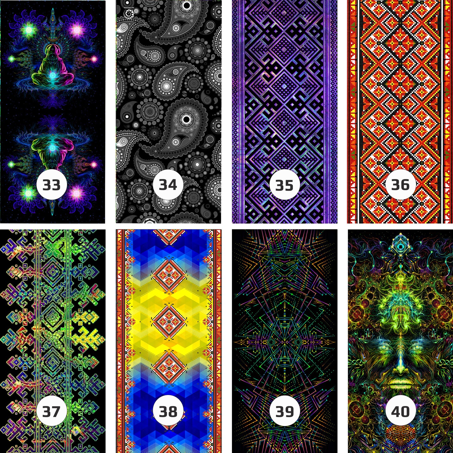 Purple Cucumbers Neck Gaiters Blacklight UV Active - Artrama