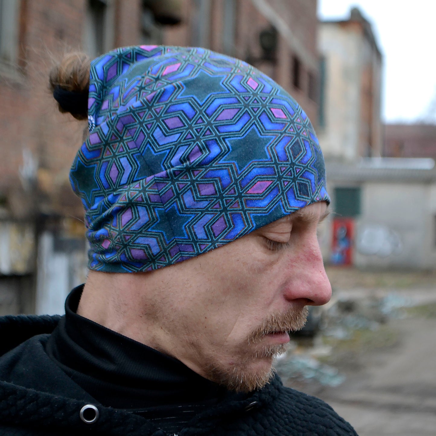 Sacral Geometry blue Neck Gaiters Blacklight UV Active - Artrama