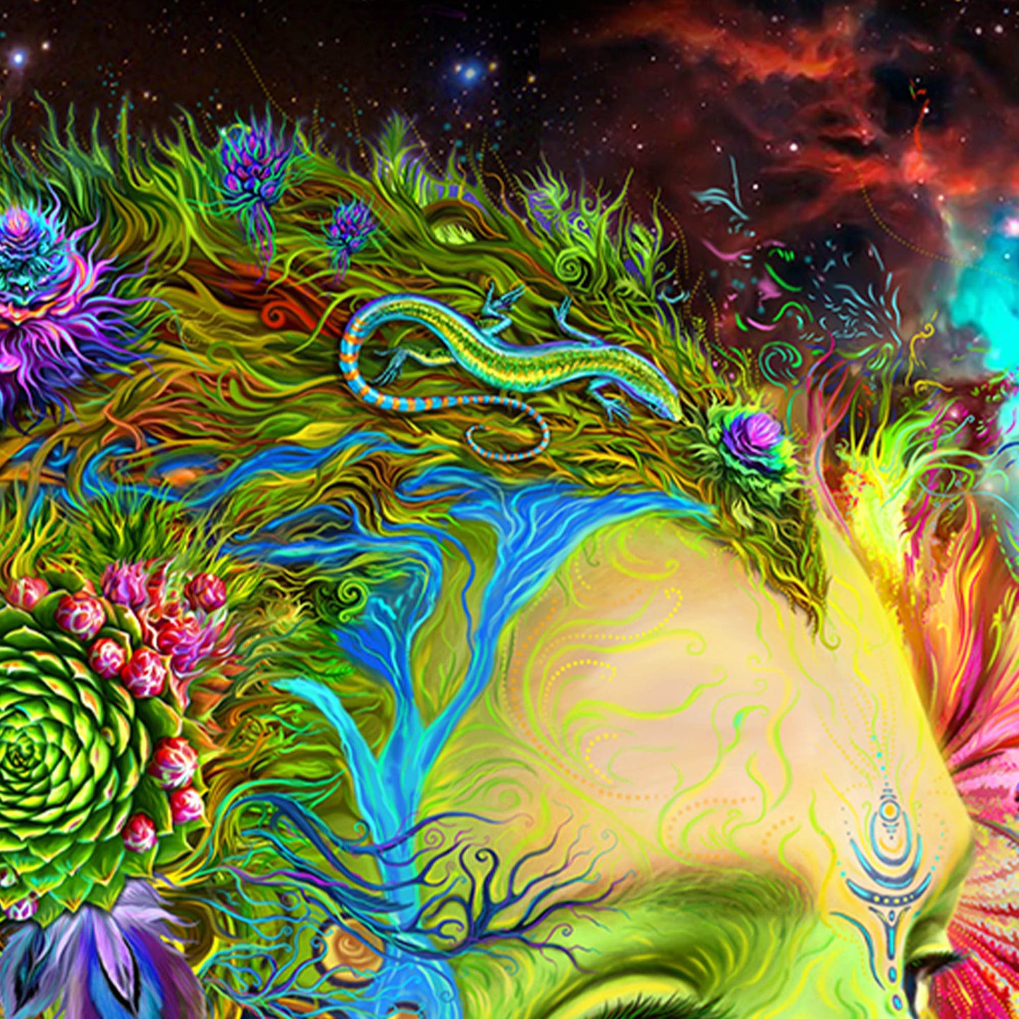 Gaia Mother Earth Psy backdrop UV-active blacklight - Artrama