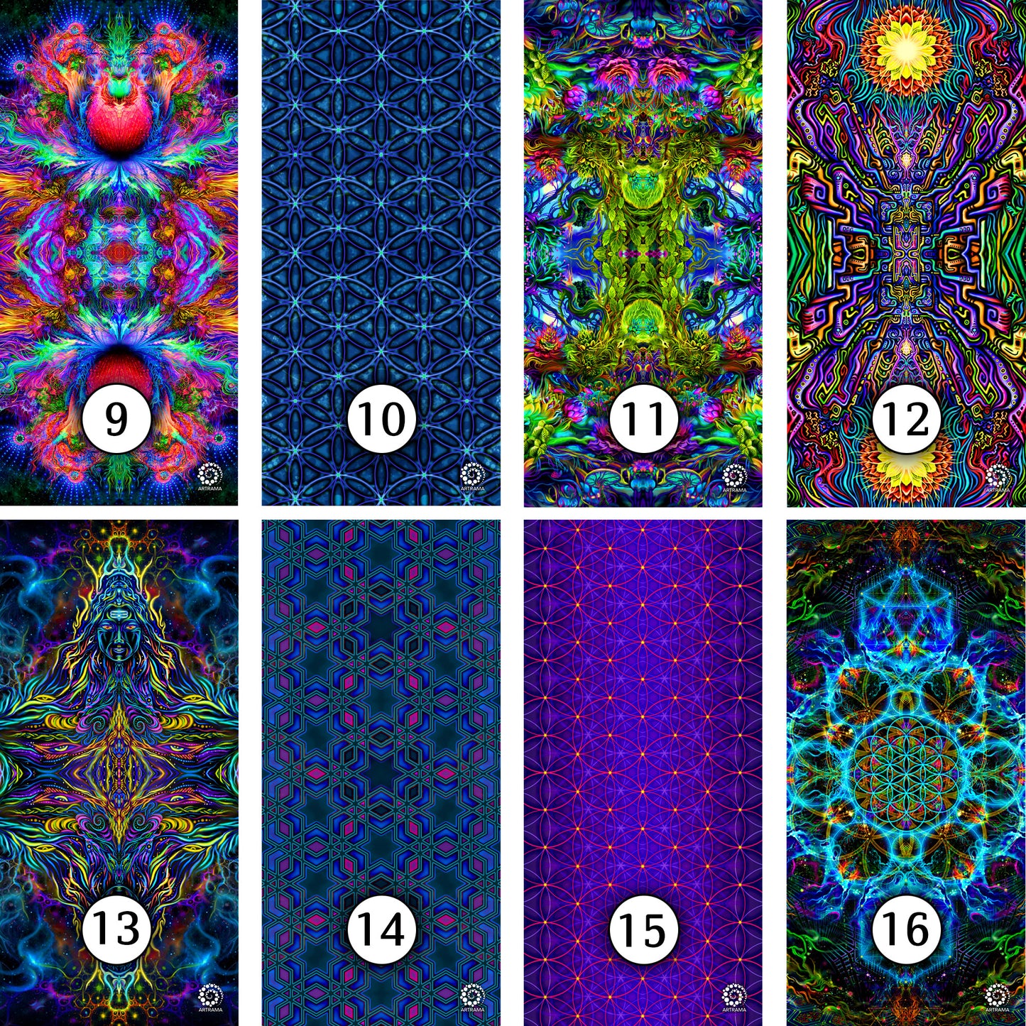 Sacral geometry 01 Neck Gaiters Blacklight UV Active - Artrama