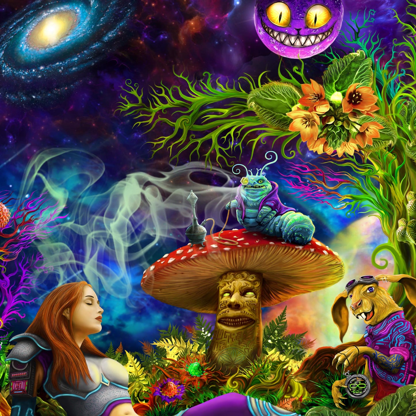 Alice in Psyland Square Backdrop UV-Active Blacklight - Artrama