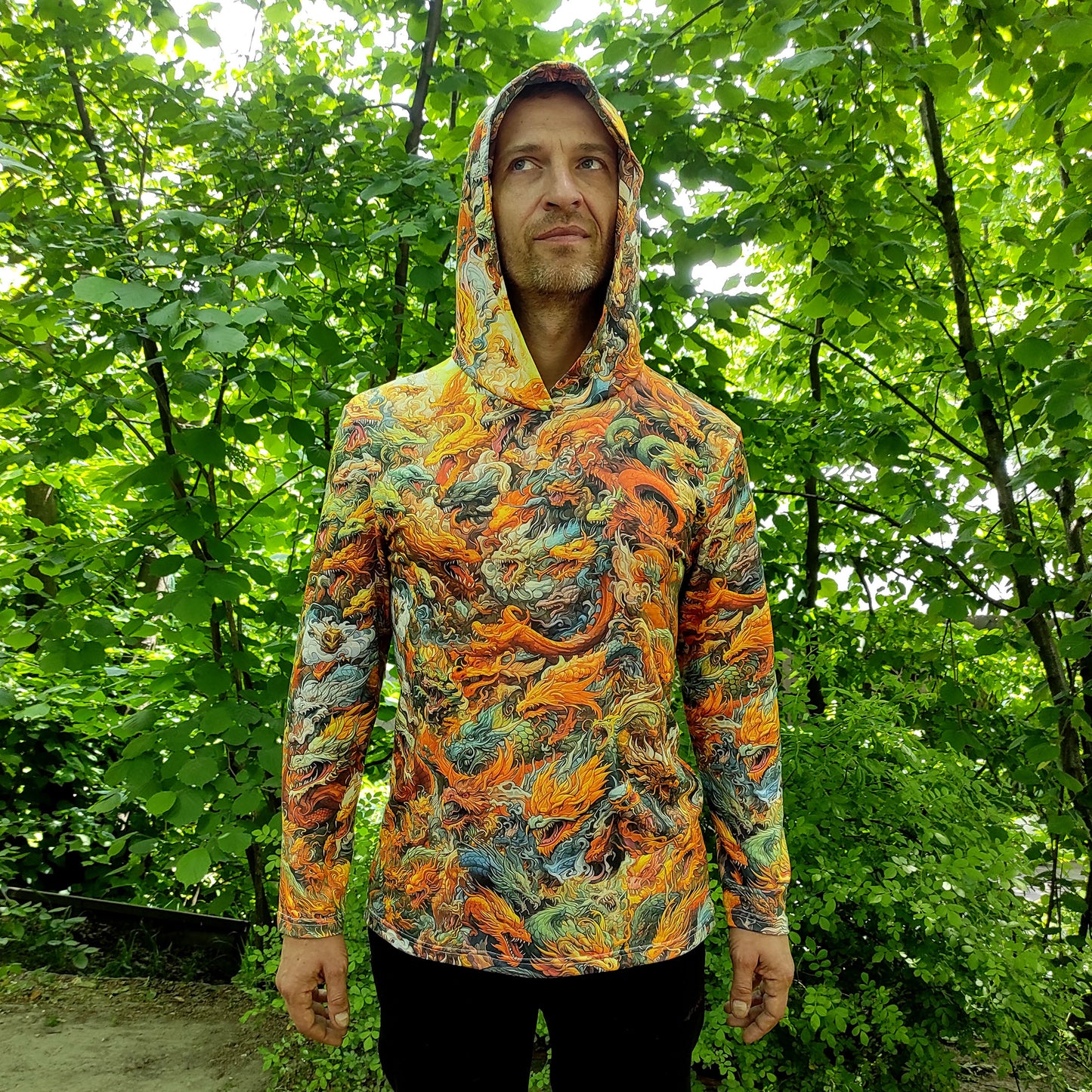 Asian Dragons Long sleeve Blacklight UV-active