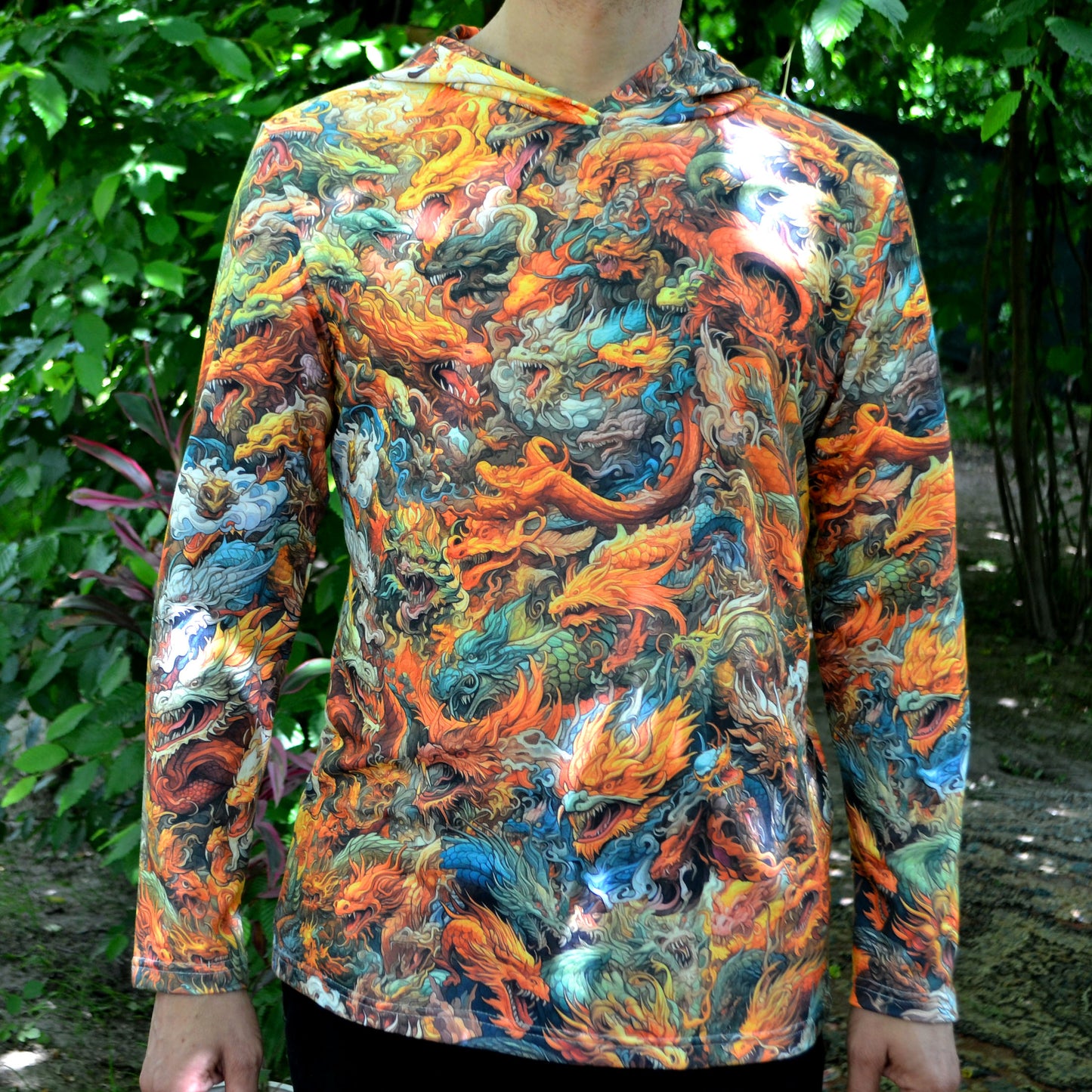 Asian Dragons Long sleeve Blacklight UV-active