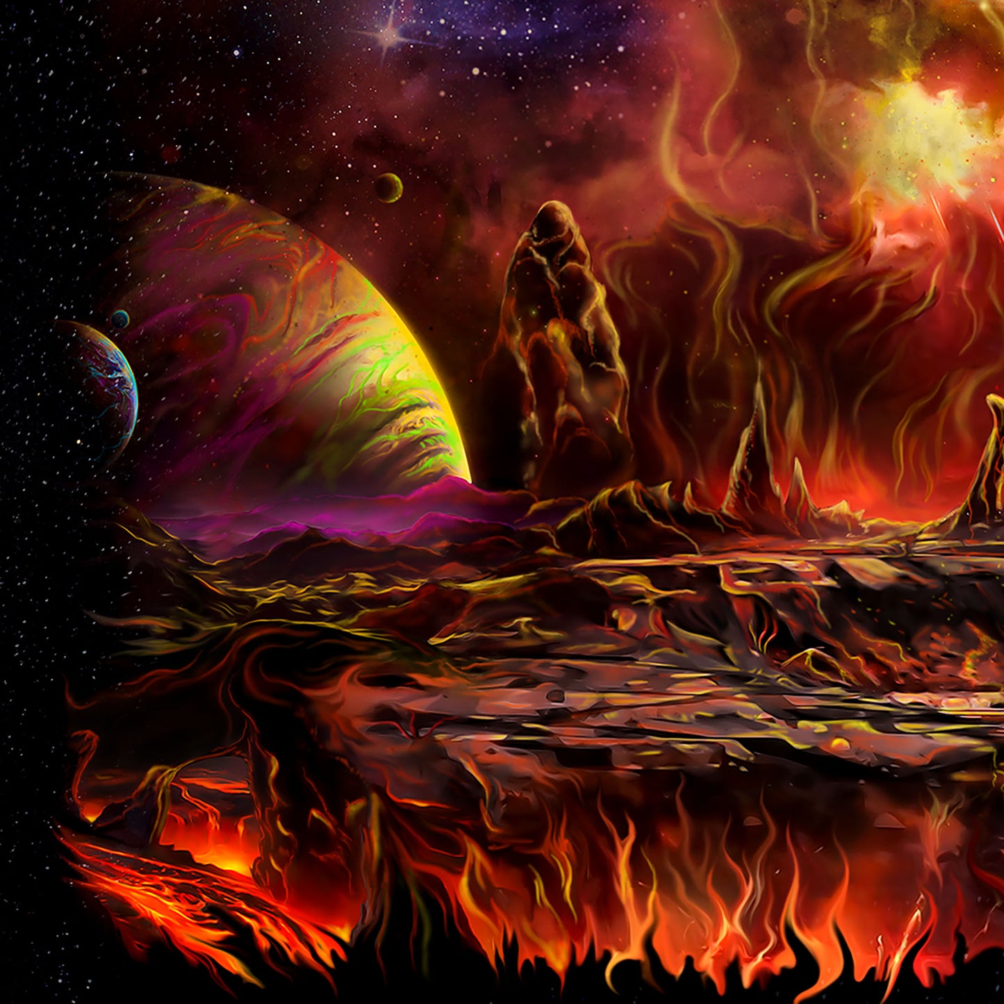 Astronaut_s fiery journey Backdrop UV-Active Blacklight - Artrama