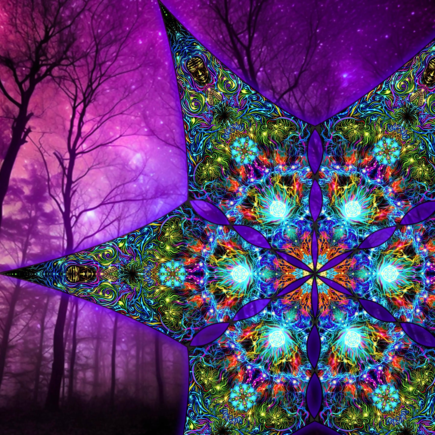 Lotus Canopy UV Active Blacklight Decor