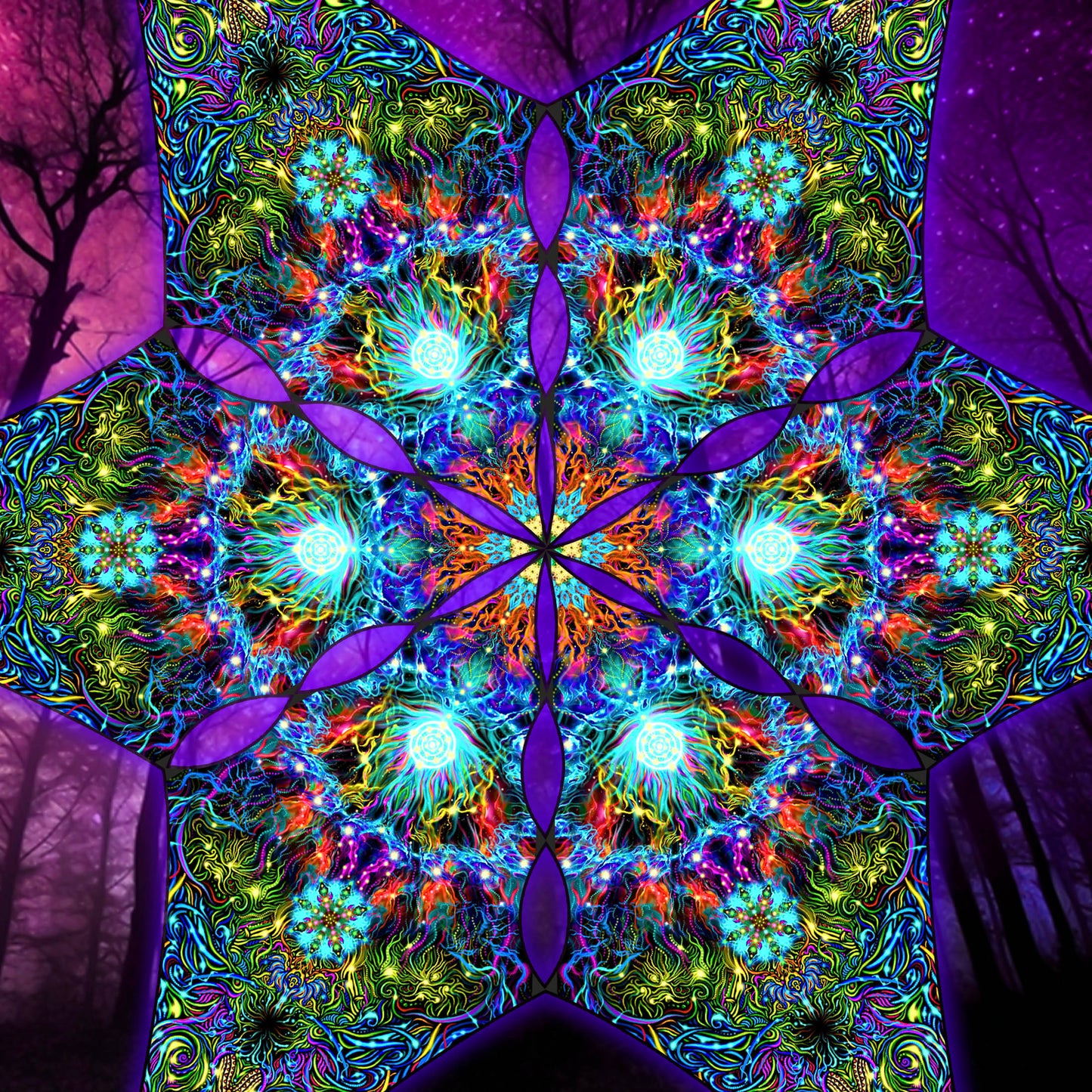 Lotus Canopy UV Active Blacklight Decor