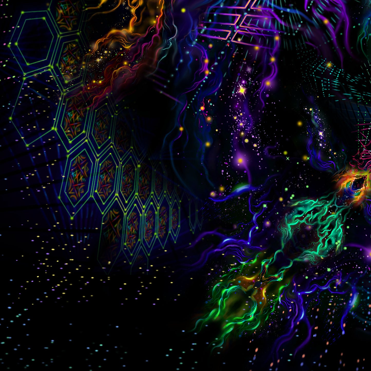 Cosmic Wind Backdrop UV-Active Blacklight - Artrama