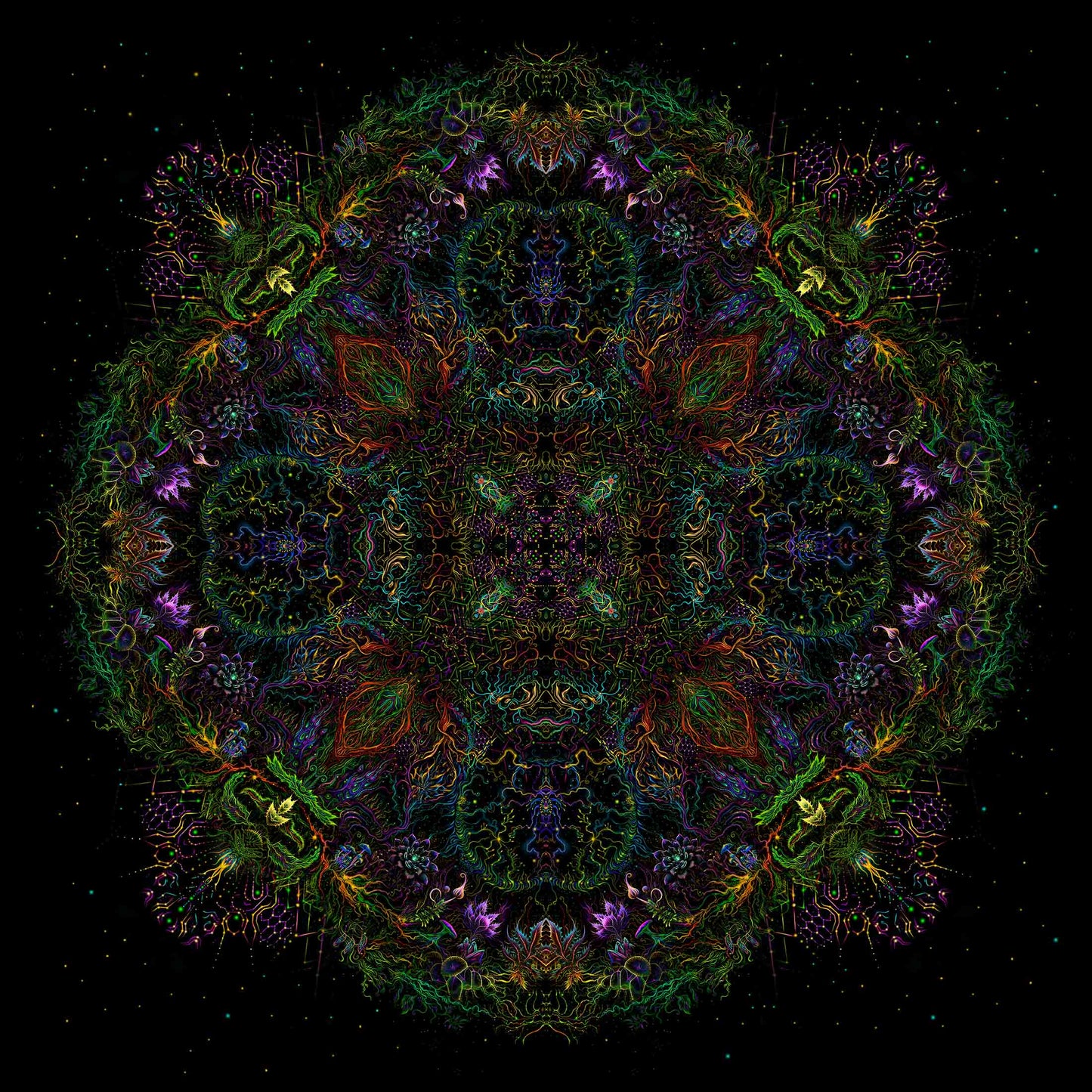 Forest Mandala Backdrop UV active Blacklight - Artrama