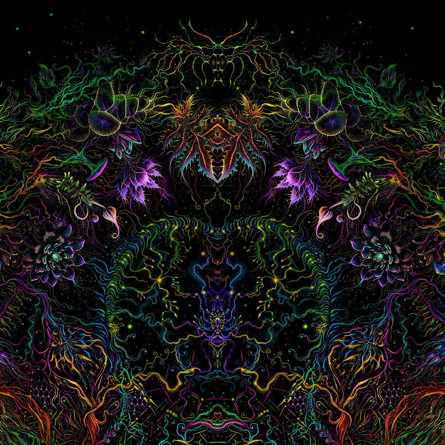 Forest Mandala Backdrop UV active Blacklight - Artrama