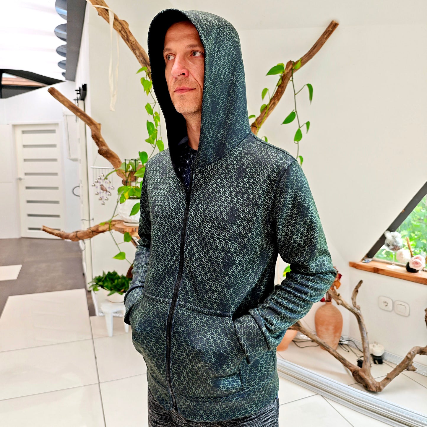 Zip-Up track jacket Buddha Freedom - Psy Hoodie blacklight UV active