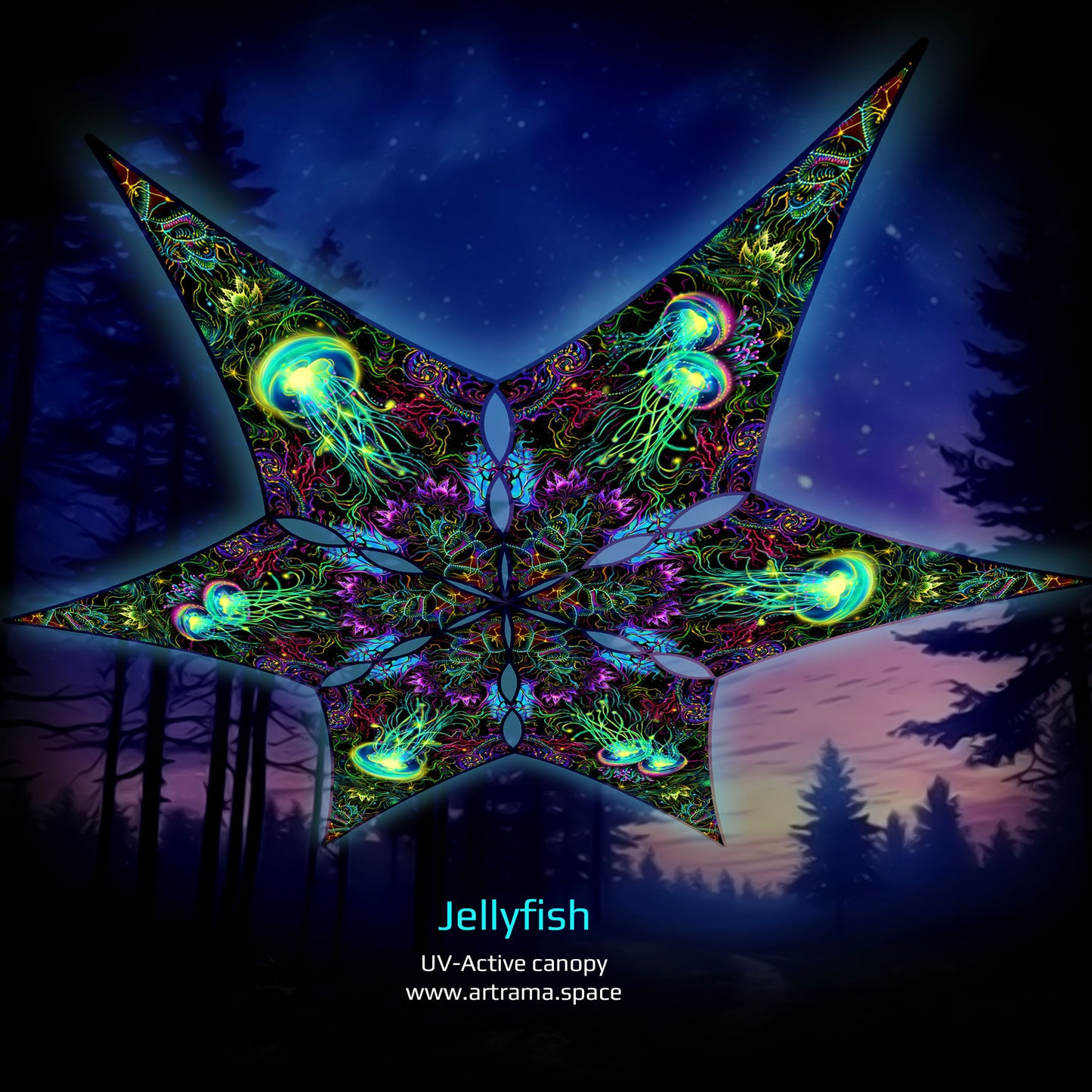Jellyfish Canopy UV Active Blacklight Decor