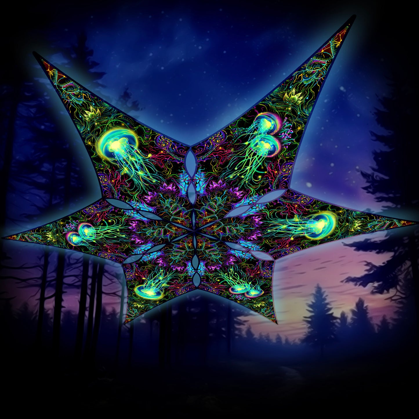 Jellyfish Canopy UV Active Blacklight Decor