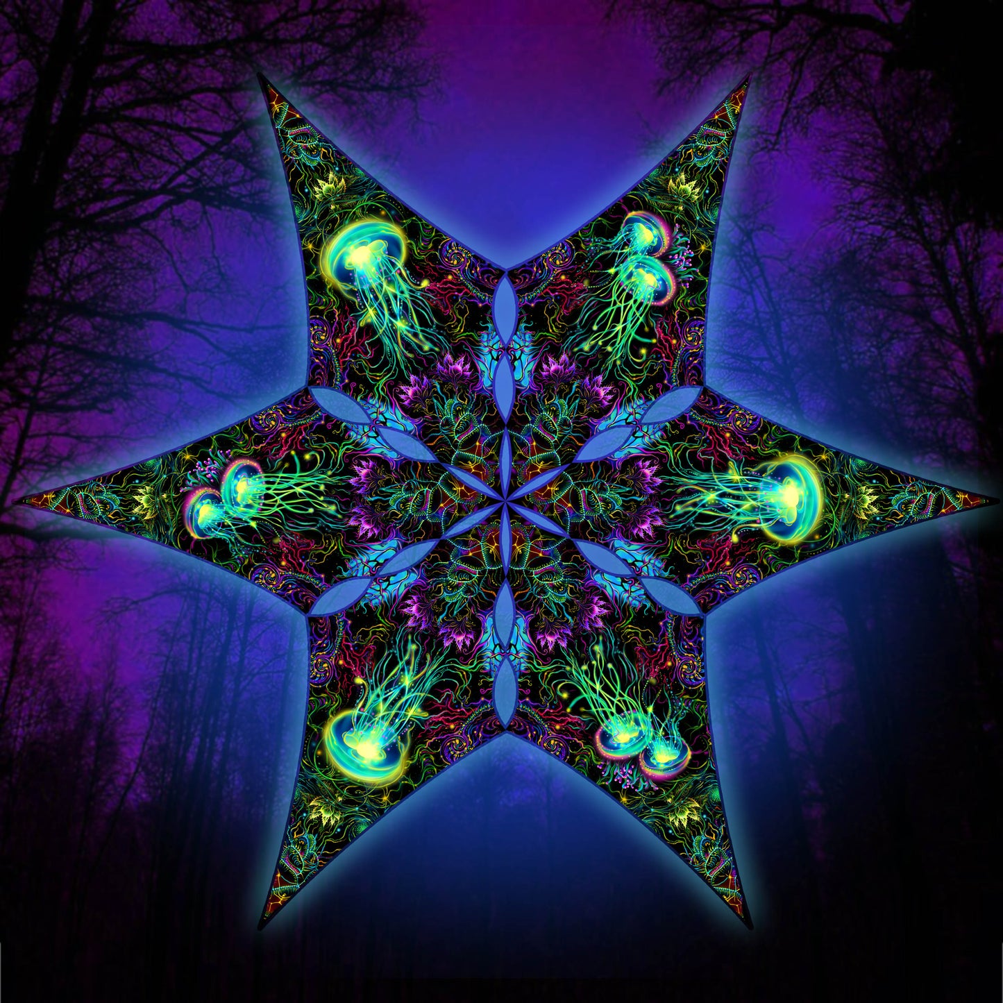Jellyfish Canopy UV Active Blacklight Decor
