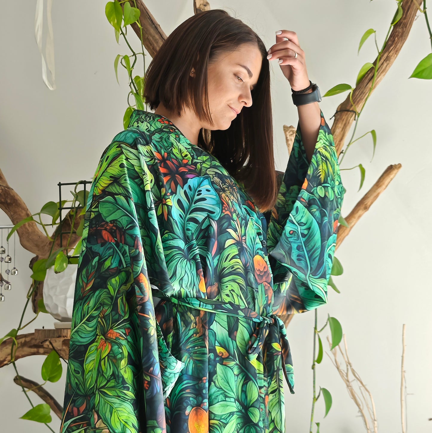 Blacklight Kimono Jungle, Rave Dress, Festival Tunic, Trippy Wear (Unisex)
