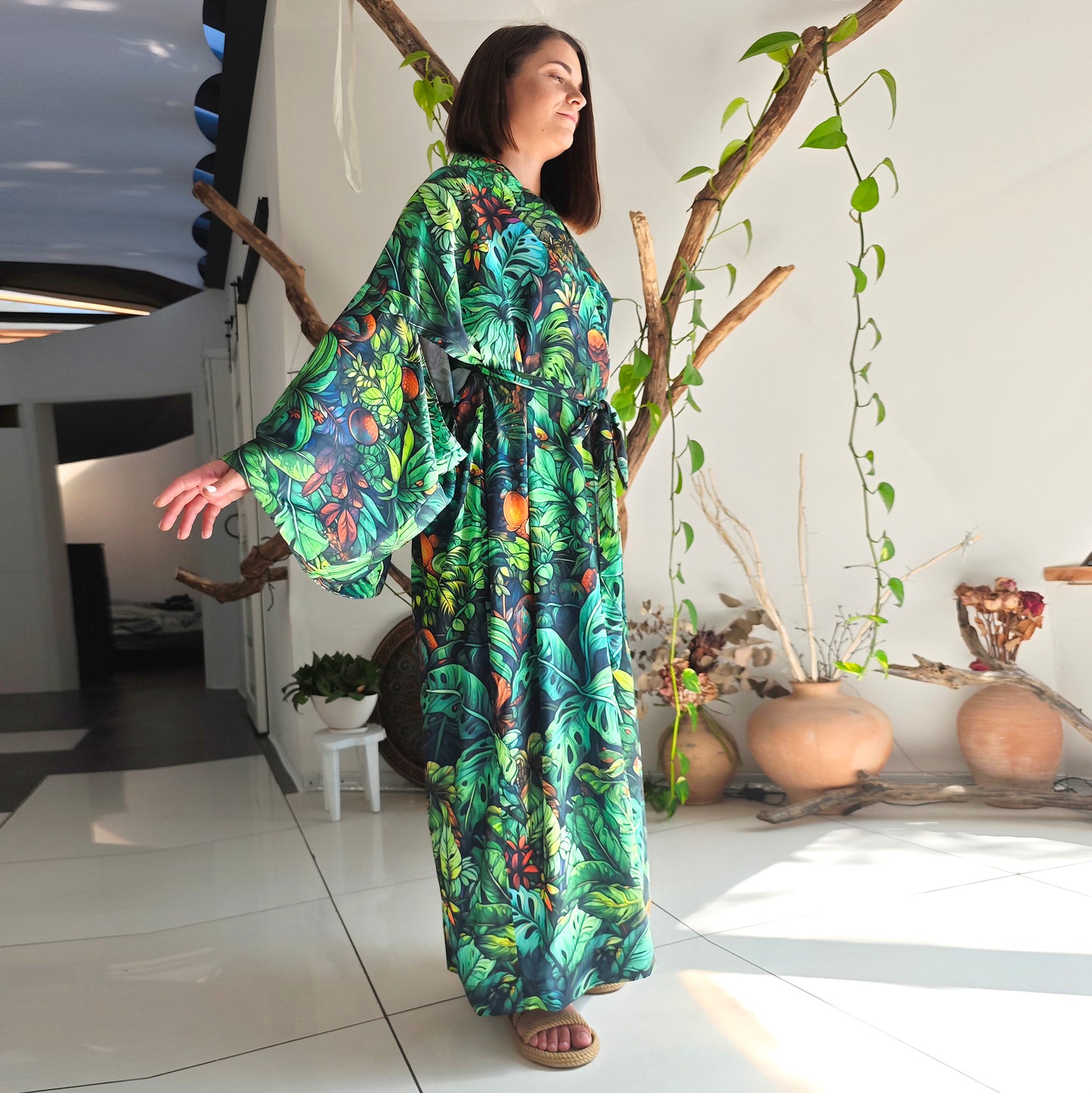 Blacklight Kimono Jungle, Rave Dress, Festival Tunic, Trippy Wear (Unisex)