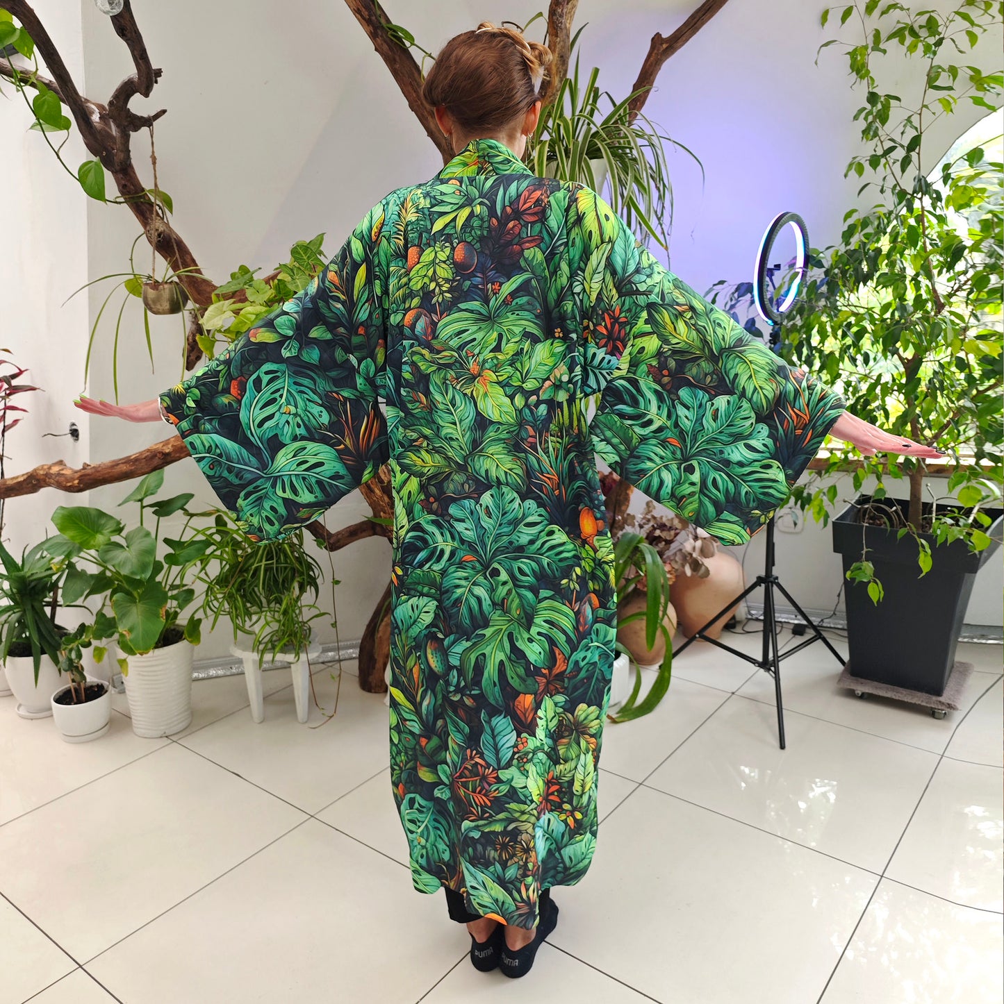 Blacklight Kimono Jungle, Rave Dress, Festival Tunic, Trippy Wear (Unisex)