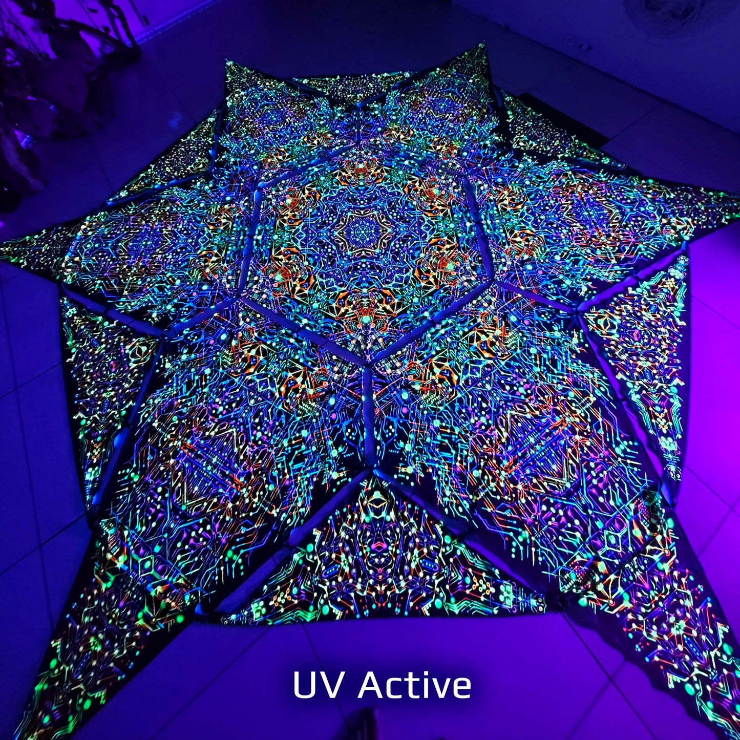 Kaleidoscope Canopy UV-Active Blacklight Decor