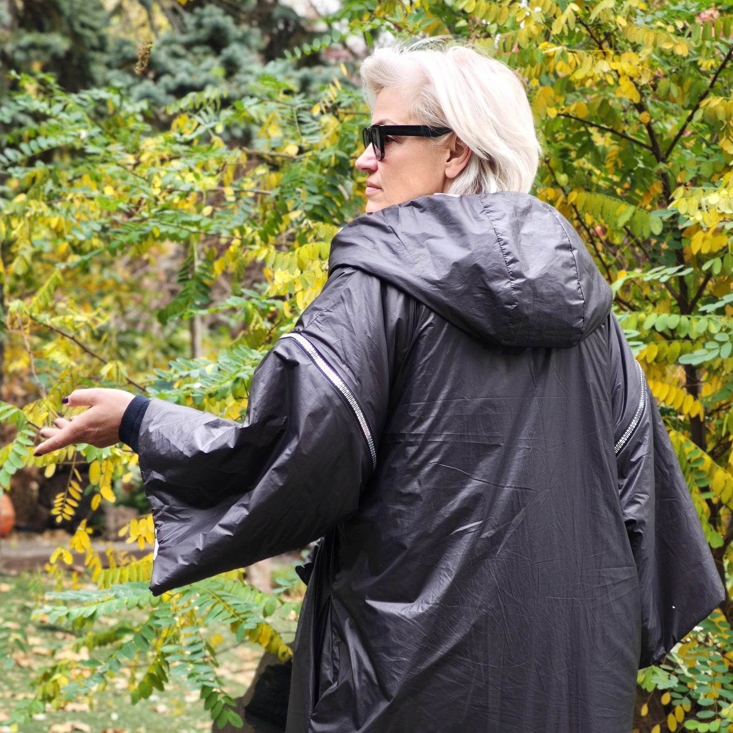 Warm kimono for winter Black and white Tribal pattern