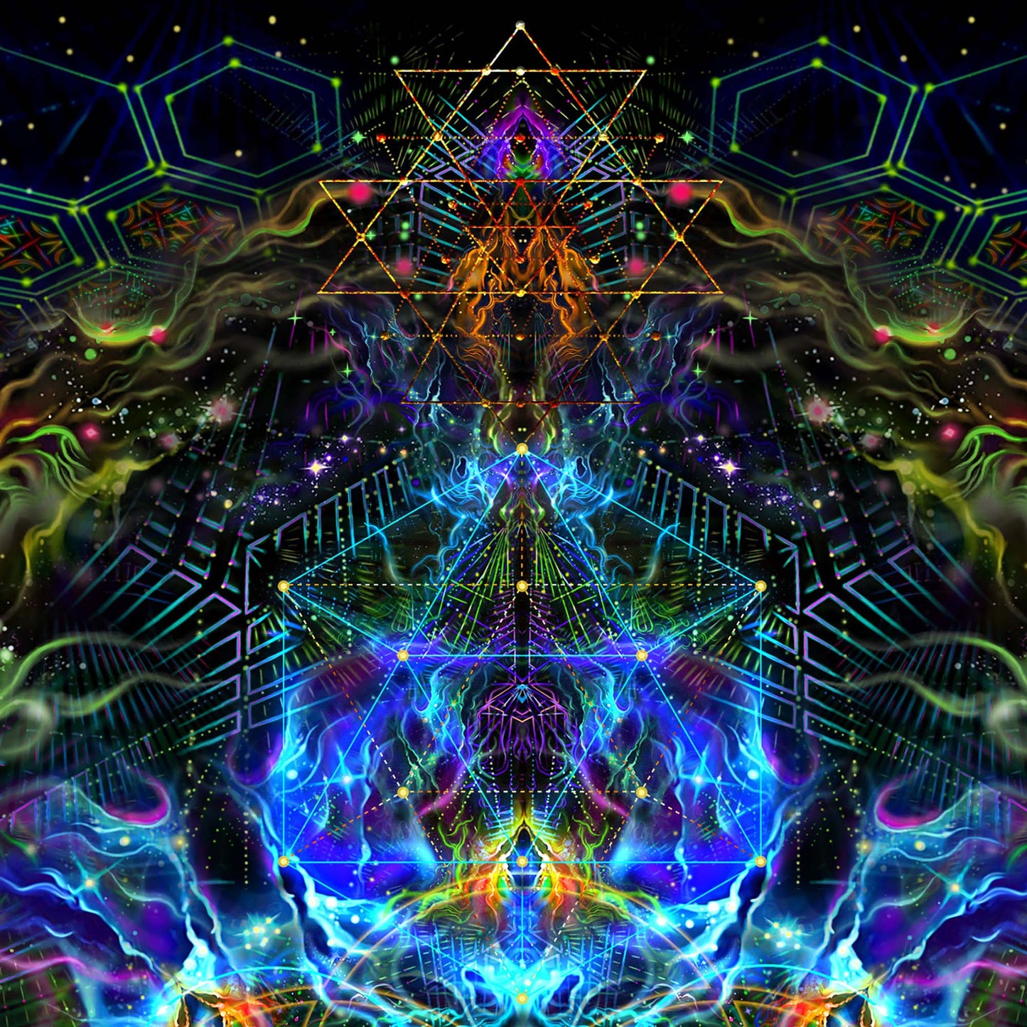Flower of life Psy Backdrop UV-Active Blacklight - Artrama