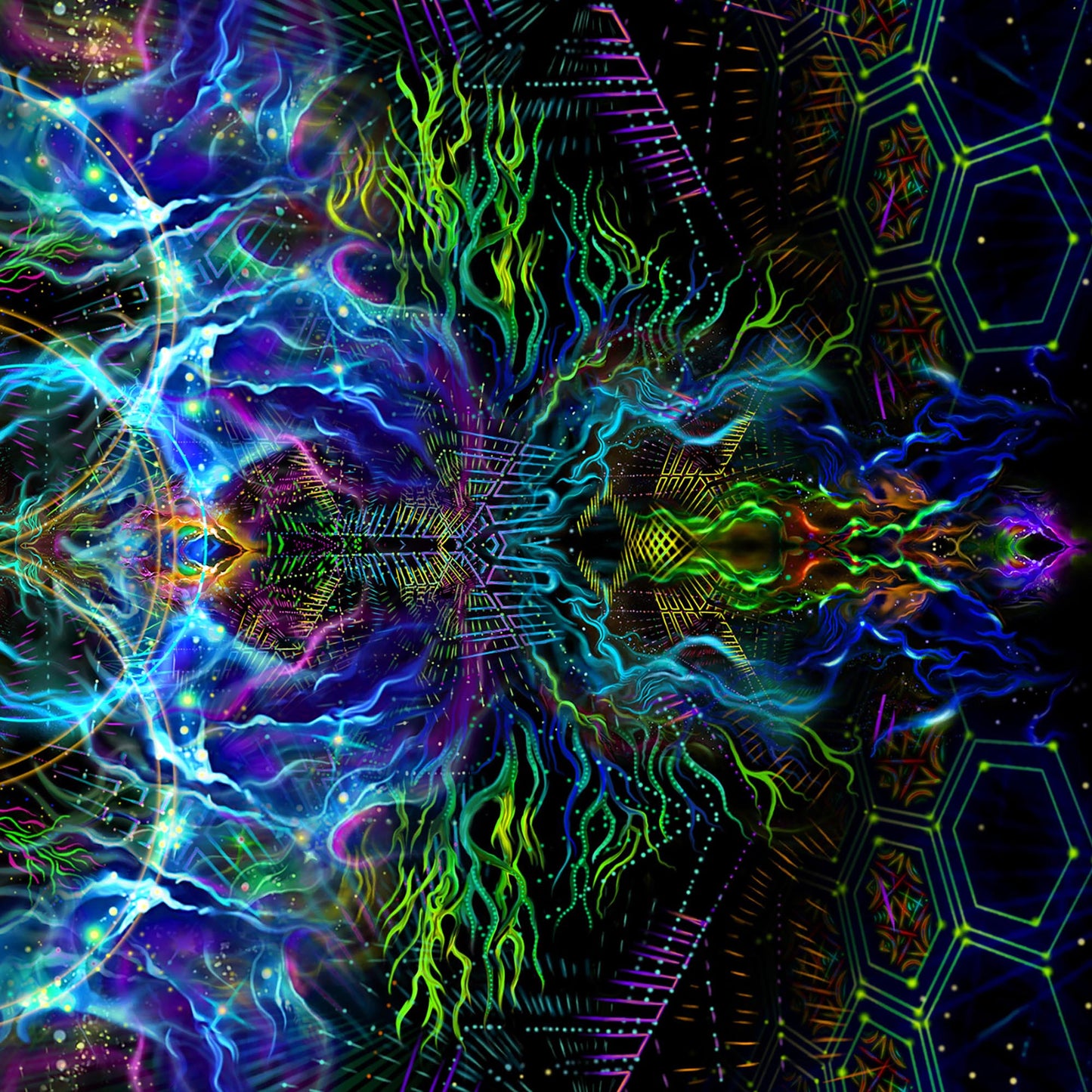 Flower of life Psy Backdrop UV-Active Blacklight - Artrama