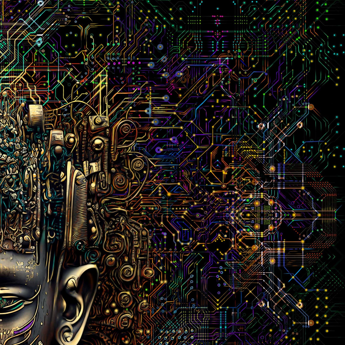 Mind Processor Buddha Backdrop UV-Active Blacklight - Artrama