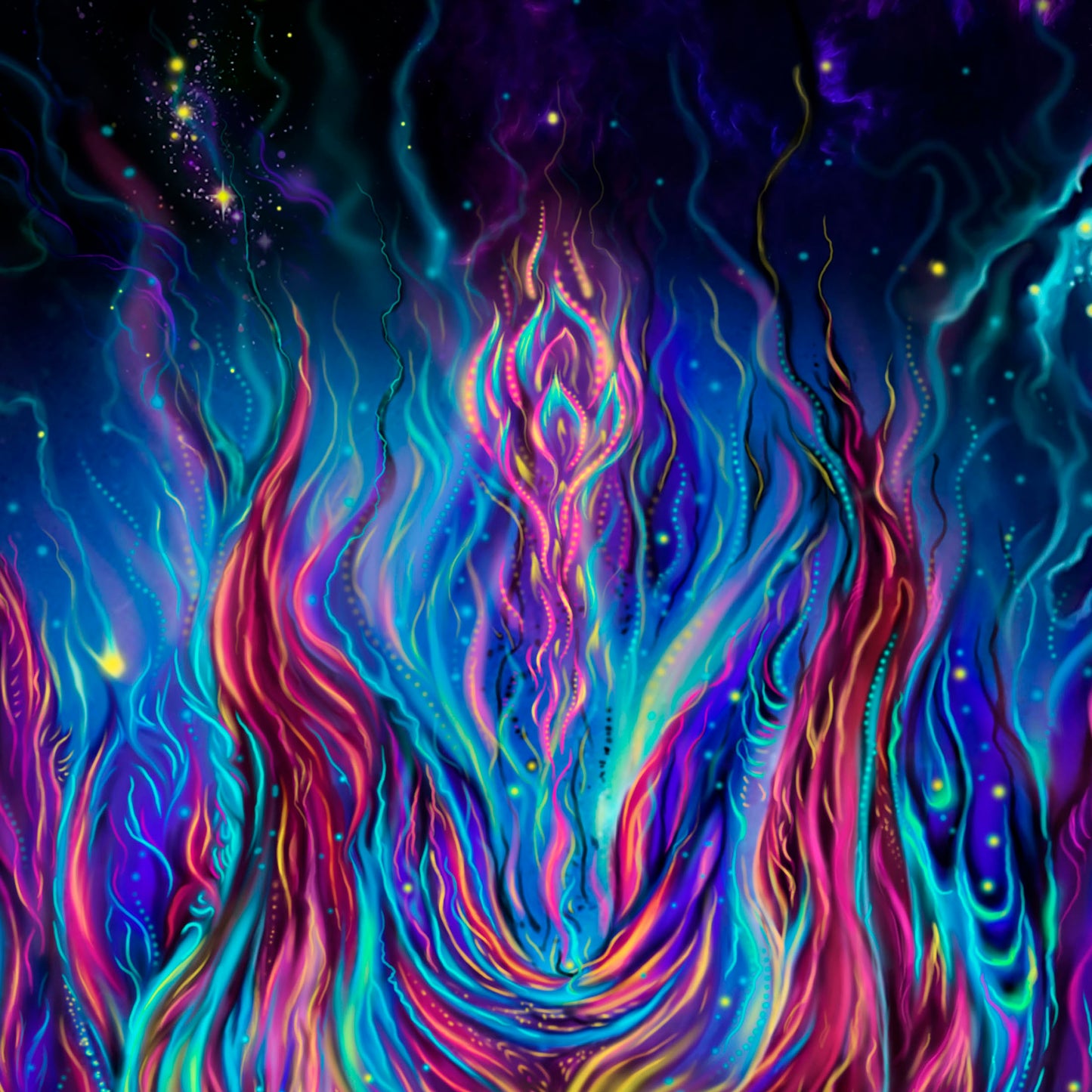 Vipassana - Psy backdrop UV blacklight active - Artrama