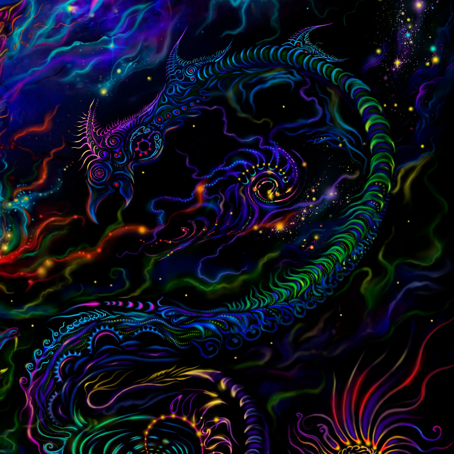 Vipassana - Psy backdrop UV blacklight active - Artrama