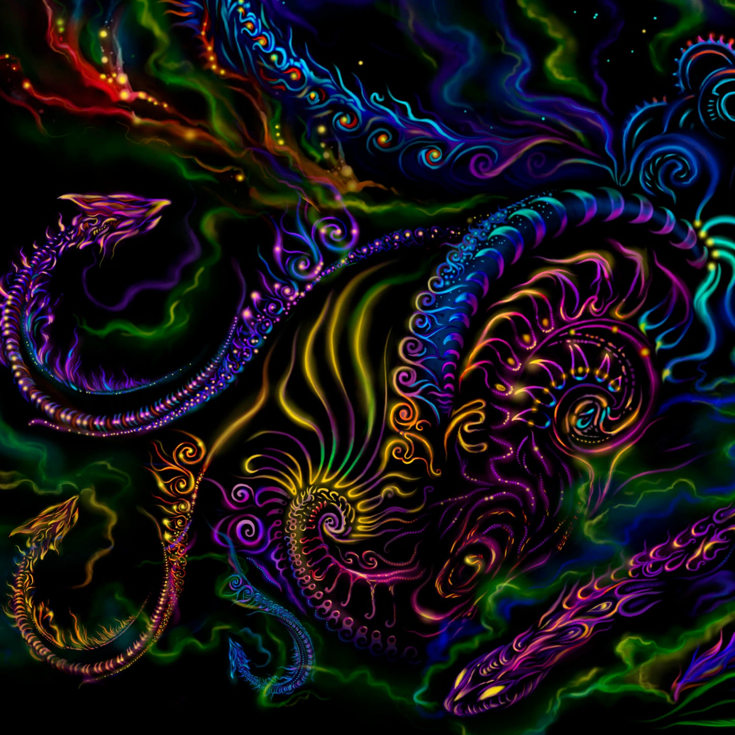 Vipassana - Psy backdrop UV blacklight active - Artrama