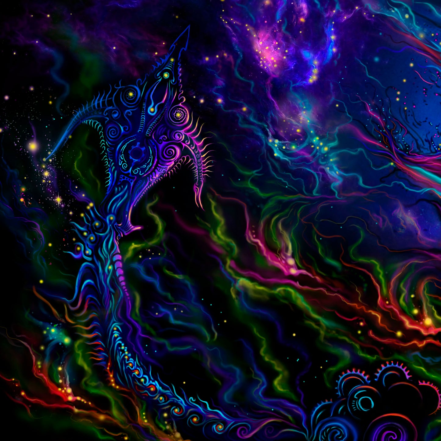 Vipassana - Psy backdrop UV blacklight active - Artrama