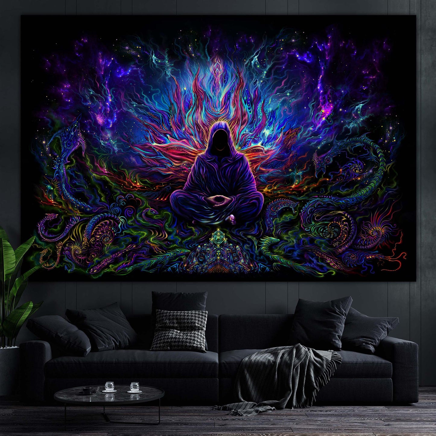 Vipassana - Psy backdrop UV blacklight active - Artrama