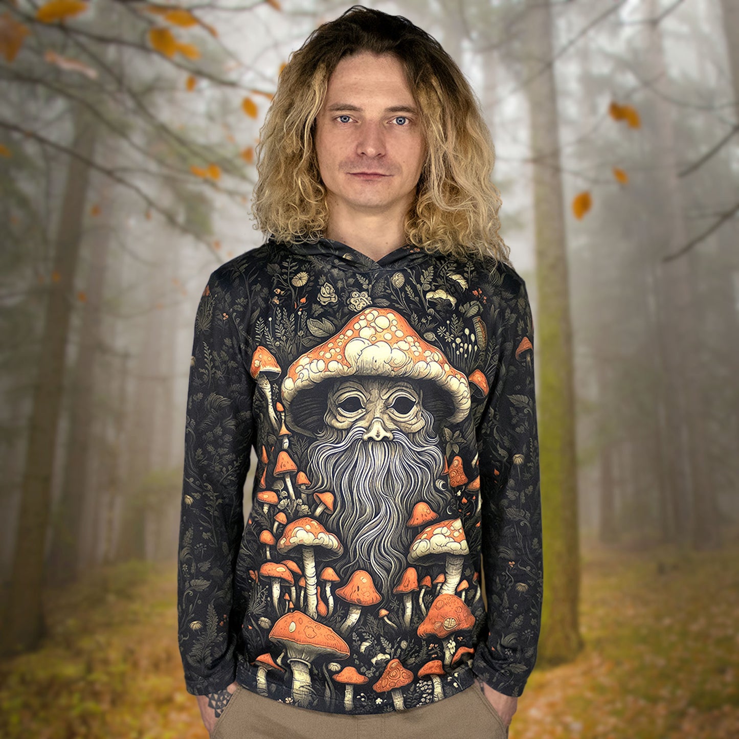 Old Mushrooms Long sleeve UV-active Blacklight - Artrama