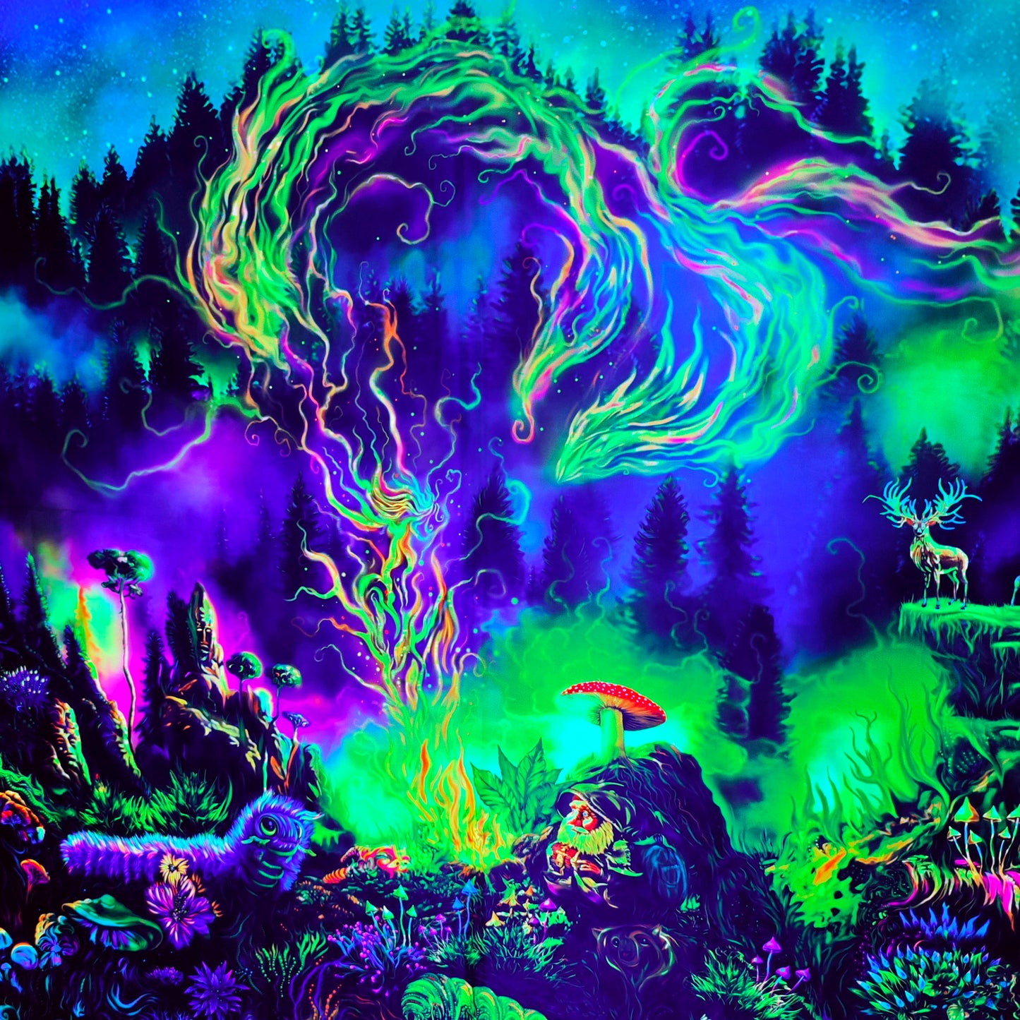 Dwarf meadow Backdrop UV-Active Blacklight