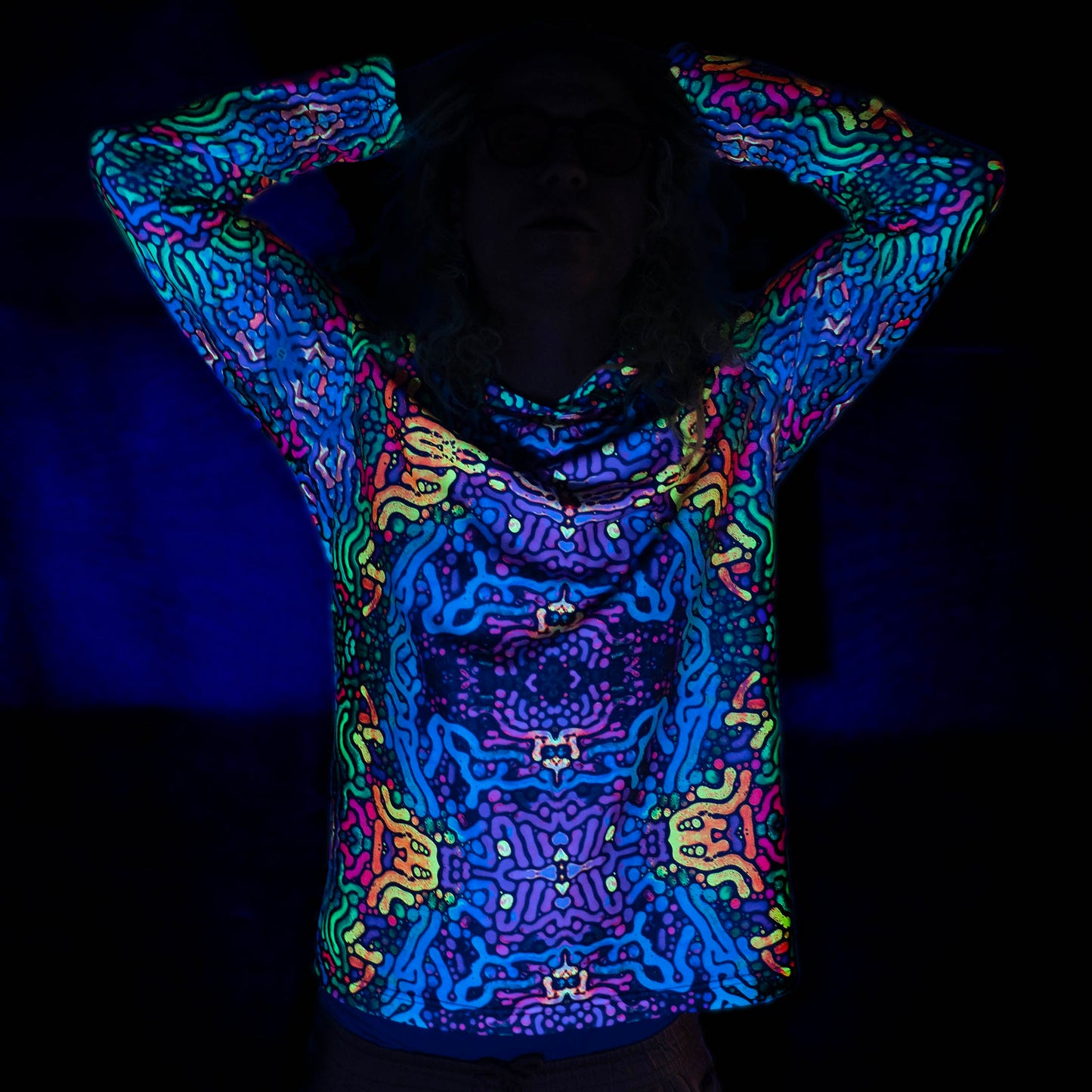Psychedelic Worms Long sleeve UV-active Blacklight - Artrama