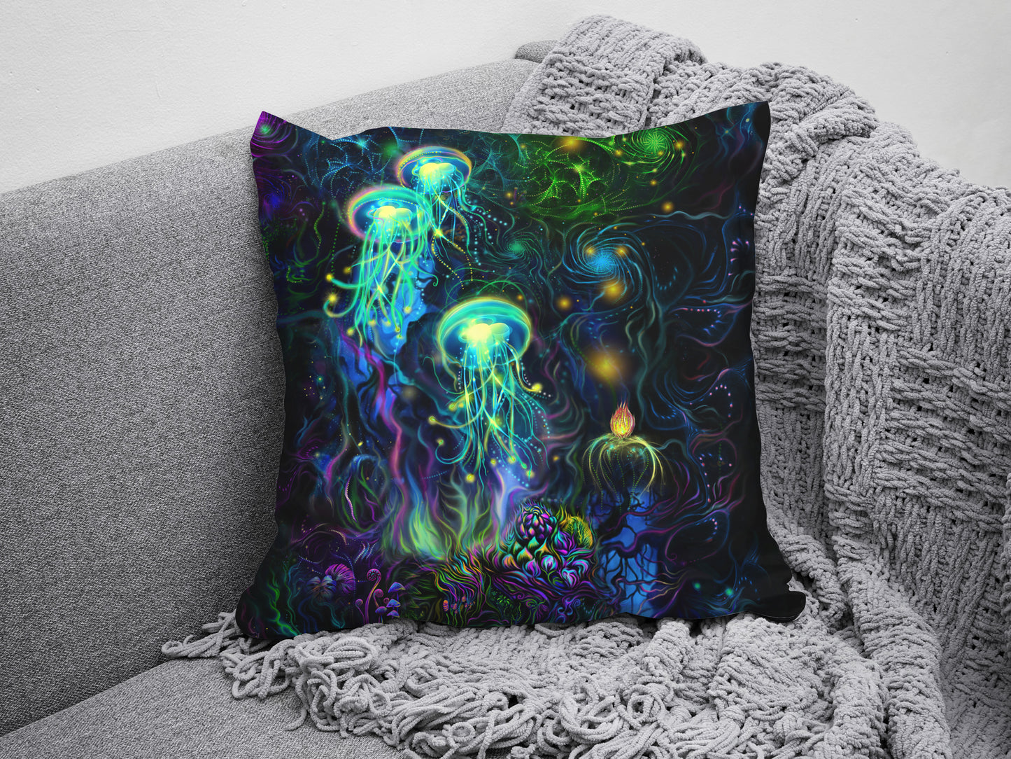 Jellyfish pillowcase uv blacklight active (Copy) (Copy)