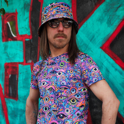 All eyes on me - Set of a Panama Hat and T-shirt UV Reactive