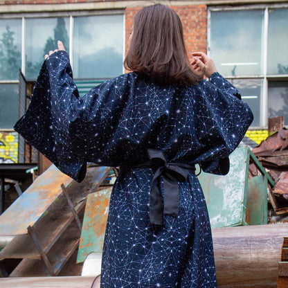 Blacklight Kimono Neuron Geometry, Rave Dress, Festival Tunic, Trippy Wear (Unisex)