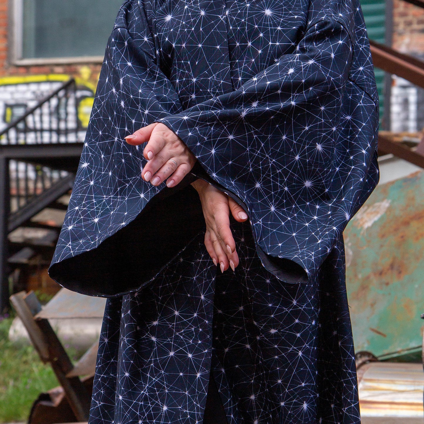 Blacklight Kimono Neuron Geometry, Rave Dress, Festival Tunic, Trippy Wear (Unisex)