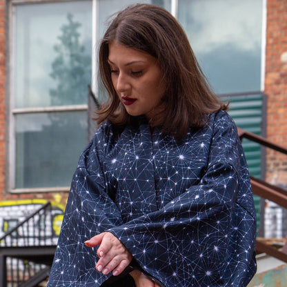 Blacklight Kimono Neuron Geometry, Rave Dress, Festival Tunic, Trippy Wear (Unisex)