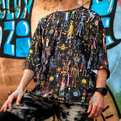 Shamanic Street Art Oversize T-shirt UV active Blacklight