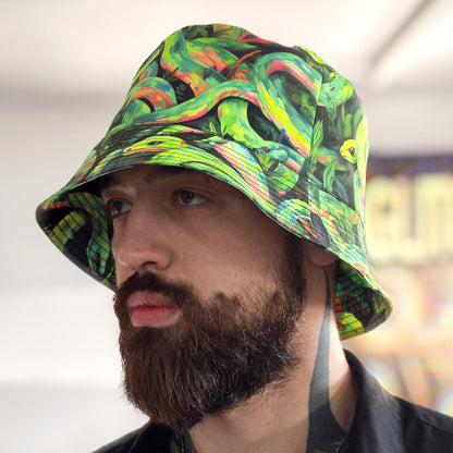 Acid Serpents Panama, Blacklight UV active bucket hat