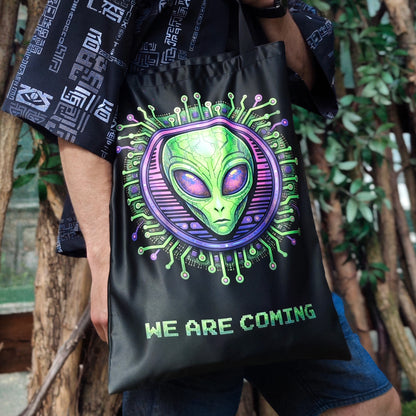 UFO Alien Blacklight UV active shopper bag