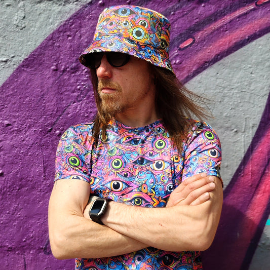 All eyes on me - Set of a Panama Hat and T-shirt UV Reactive