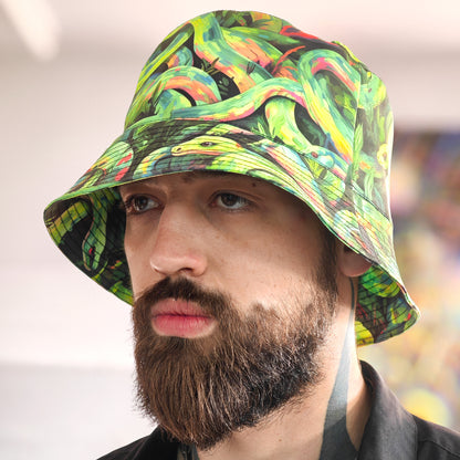 Acid Serpents Panama, Blacklight UV active bucket hat