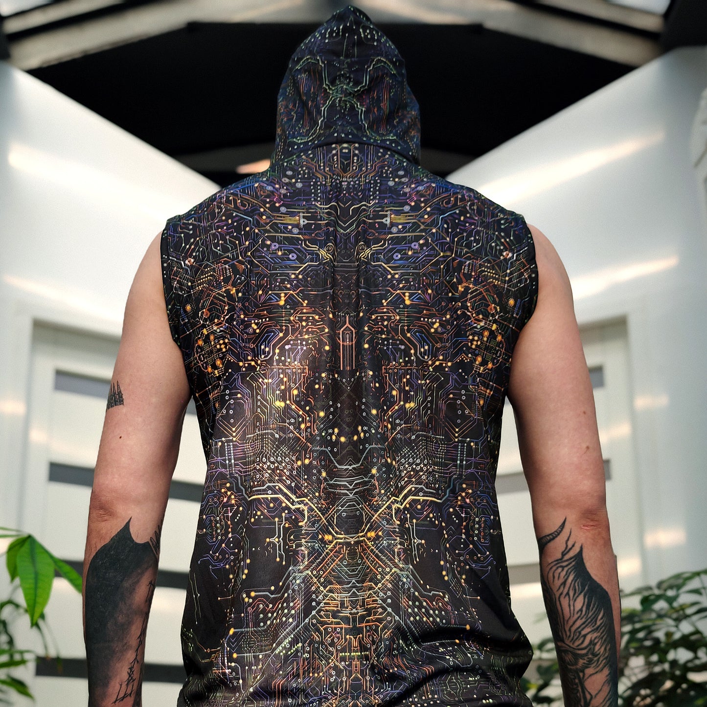 Buddha galucination - Set Consisting of a Panama Hat and Sleeveless T-shirt UV Reactive