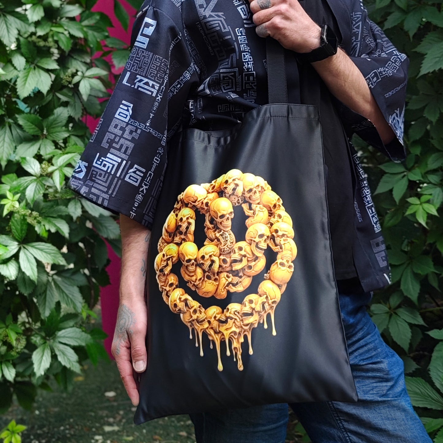Smile Blacklight UV active shopper bag